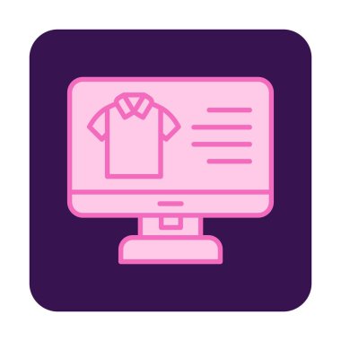 Basit Kumaş Çevrimiçi Alışveriş simgesi, vektör illüstrasyonu