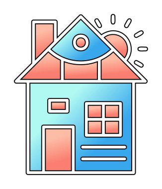 ev düz simgesi, vektör illüstrasyonu 