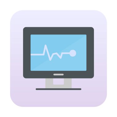 Basit kardiyogram simgesi, vektör illüstrasyonu