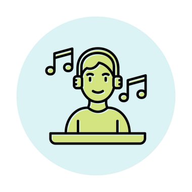 DJ avatar web simgesi, vektör illüstrasyonu 