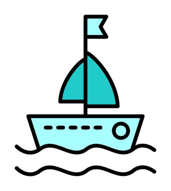 Basit tekne simgesi, vektör illüstrasyonu