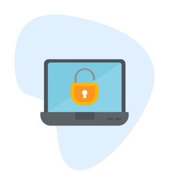 Basit dizüstü bilgisayar Aygıtı Kilitli simge vektör çizimi