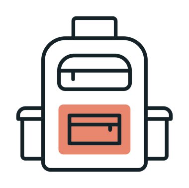 Sırt çantası düz simge vektör çizimi