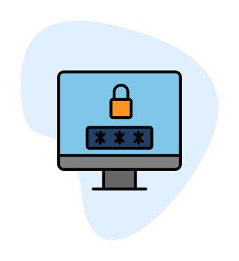 Basit Bilgisayar monitörü Ekran simgesi, vektör illüstrasyonunu kilitle