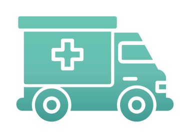 ambulans araba simgesi, renk vektörü çizimi