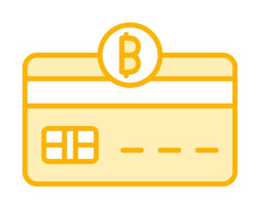 Bitcoin cüzdan simgesi, bitcoin simgesi olan kredi kartı, vektör illüstrasyonu 