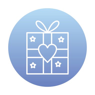 Kalp ikonu vektör illüstrasyonlu hediye kutusu 