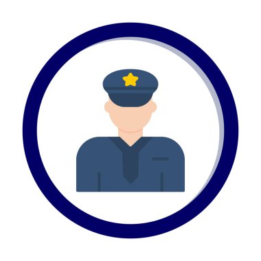 Üniformalı düz simgeli polis memurunun vektör çizimi