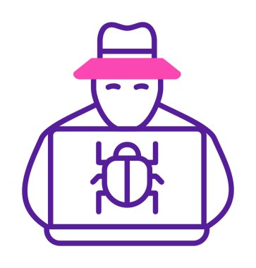 Basit Bilgisayar Hacker simgesi, vektör illüstrasyonu