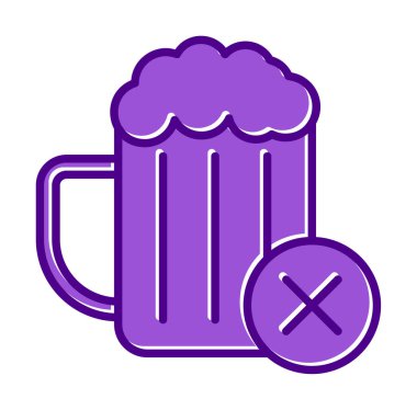 Basit Alkol Yok simgesi, vektör illüstrasyonu