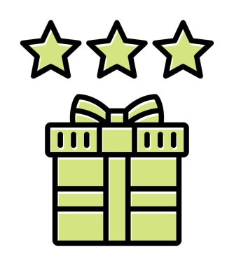 düz hediye ve düz vektör renk ikonu tasarımını gözden geçir