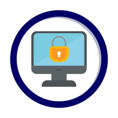 Basit Bilgisayar monitörü Ekran simgesi, vektör illüstrasyonunu kilitle