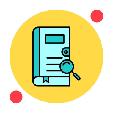 Büyüteç vektör çizimi olan bir kitap. Arama Kitabı kavramı                  