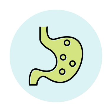 İnsan mide ikonu. Beyaz arkaplanda izole edilmiş web tasarımı için İnsan mide vektörü simgesi