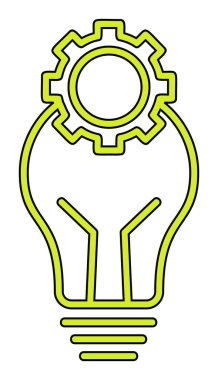 Cogwheel simgesi, vektör illüstrasyonlu ampul 