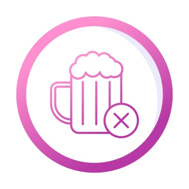 Basit Alkol Yok simgesi, vektör illüstrasyonu