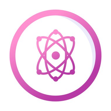 Moda düz biçimli atom simgesi, bilim simgesi vektör illüstrasyonu                     