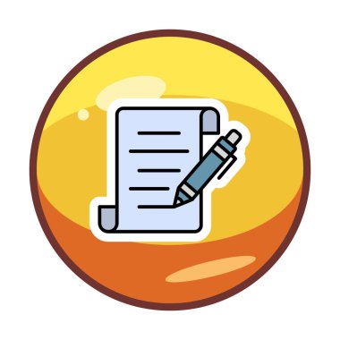 Kalem simgesi ve vektör illüstrasyonlu kağıt sayfası 