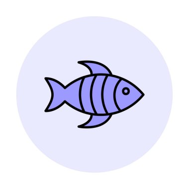 Basit düz balık simgesi çizimi 