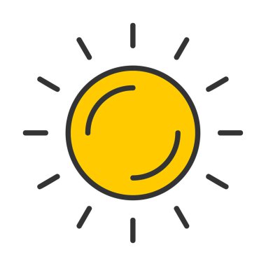 Güneş düz simge vektör çizim