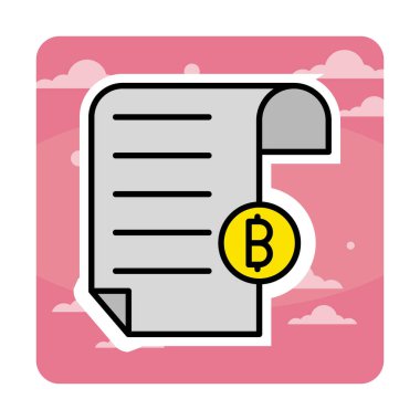 Bitcoin imzalı fatura simgesinin vektör illüstrasyonu 