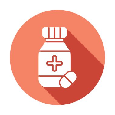 İlaç ikonlu ilaç şişesinin vektör çizimi