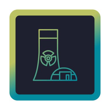 Nükleer enerji santrali ikon vektör illüstrasyon grafik tasarımı                        