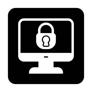 Basit Bilgisayar monitörü Ekran simgesi, vektör illüstrasyonunu kilitle