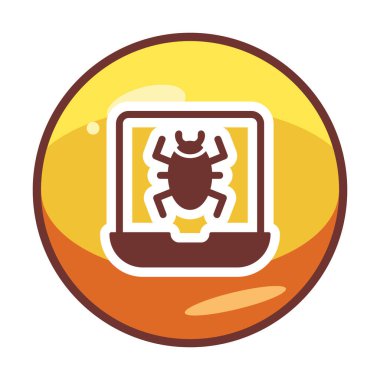 Virüs bulaşmış Laptop Simgesi - Kötü amaçlı yazılım vektörü 