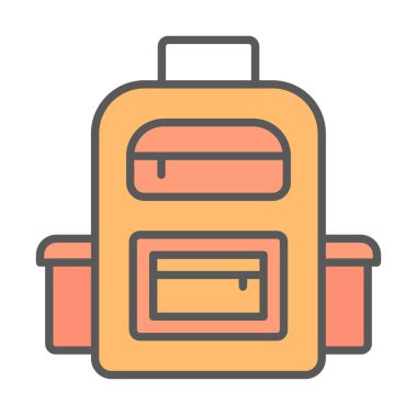 Sırt çantası düz simge vektör çizimi