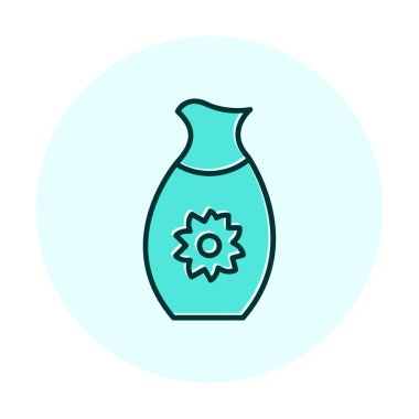 Vektör illüstrasyonu, sakeli kavanoz ikonu, Japon geleneksel alkol içeceği. 