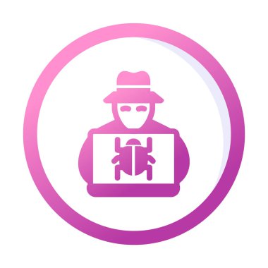 Basit Bilgisayar Hacker simgesi, vektör illüstrasyonu