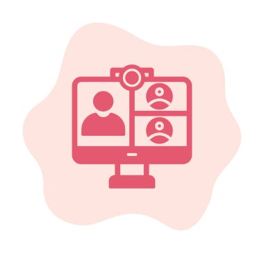 Basit çevrimiçi toplantı simgesi, vektör illüstrasyonu