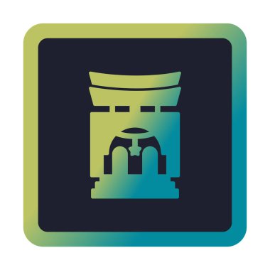 Basit antik Asya Tapınağı simgesi, vektör illüstrasyonu