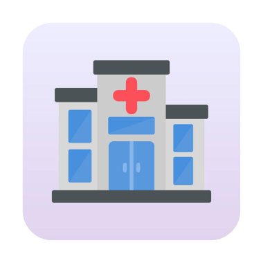 Basit düz hastane binası ikon vektör çizimi 