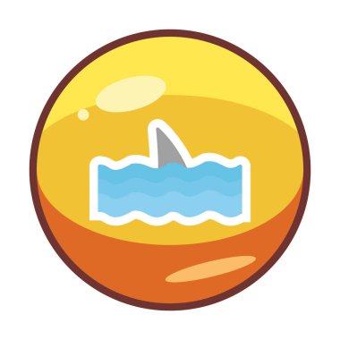 Deniz ikonunda köpekbalığı yüzgeci, vektör illüstrasyonu 