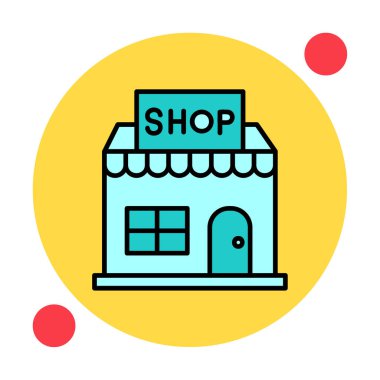 dükkan inşa simgesi, vektör illüstrasyonu basit tasarım