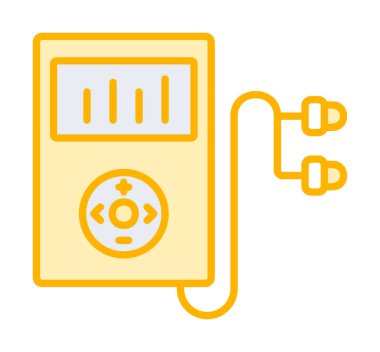 Kulaklık simgesi, vektör illüstrasyonlu Mp3 oynatıcı