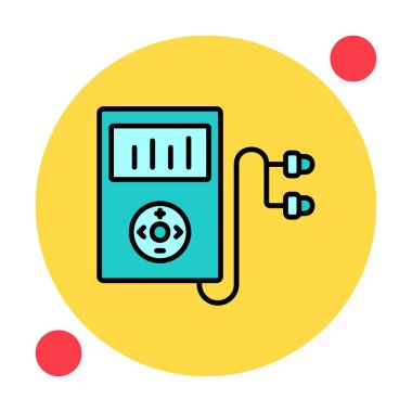 Kulaklık simgesi, vektör illüstrasyonlu Mp3 oynatıcı