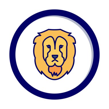 Aslan başı düz simgesi, vektör illüstrasyonu