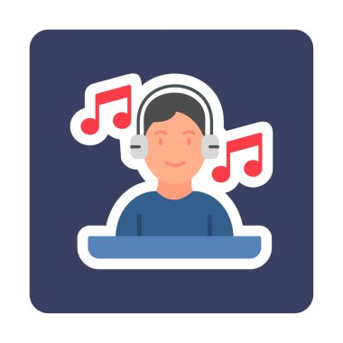 DJ avatar web simgesi, vektör illüstrasyonu 