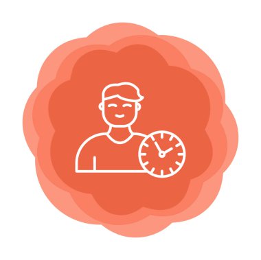 Saat simgesi olan kişi, vektör çizim tasarımı. Zaman Yönetimi                       