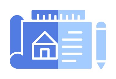 Basit Mimari Planı simgesi, vektör illüstrasyonu