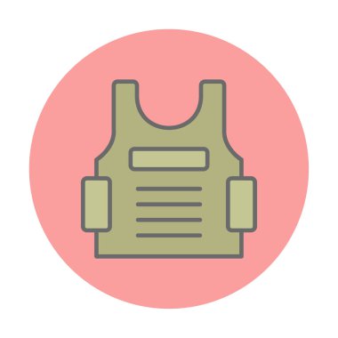 Kurşun geçirmez yelek ağ simgesi, vektör illüstrasyonu