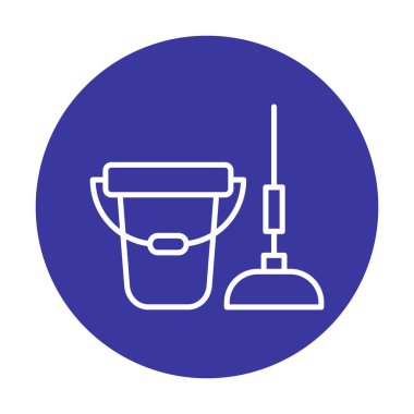 kova ve paspas simgesi, vektör illüstrasyonu  