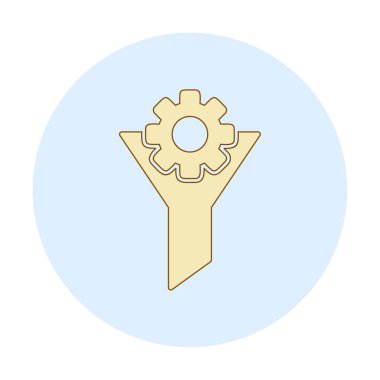 Vites simgesiyle filtre hunisi, vektör illüstrasyonu