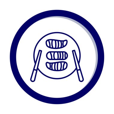 Tabak simgesinde suşi, vektör illüstrasyonu