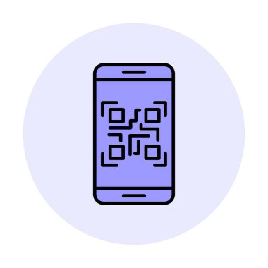 Akıllı Telefon Ekran Web simgesi Qr Kodu, vektör illüstrasyonu 