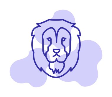 Aslan başı düz simgesi, vektör illüstrasyonu