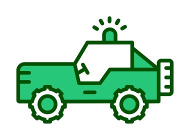 Askeri Jeep Simgesi, Vektör İllüstrasyonu